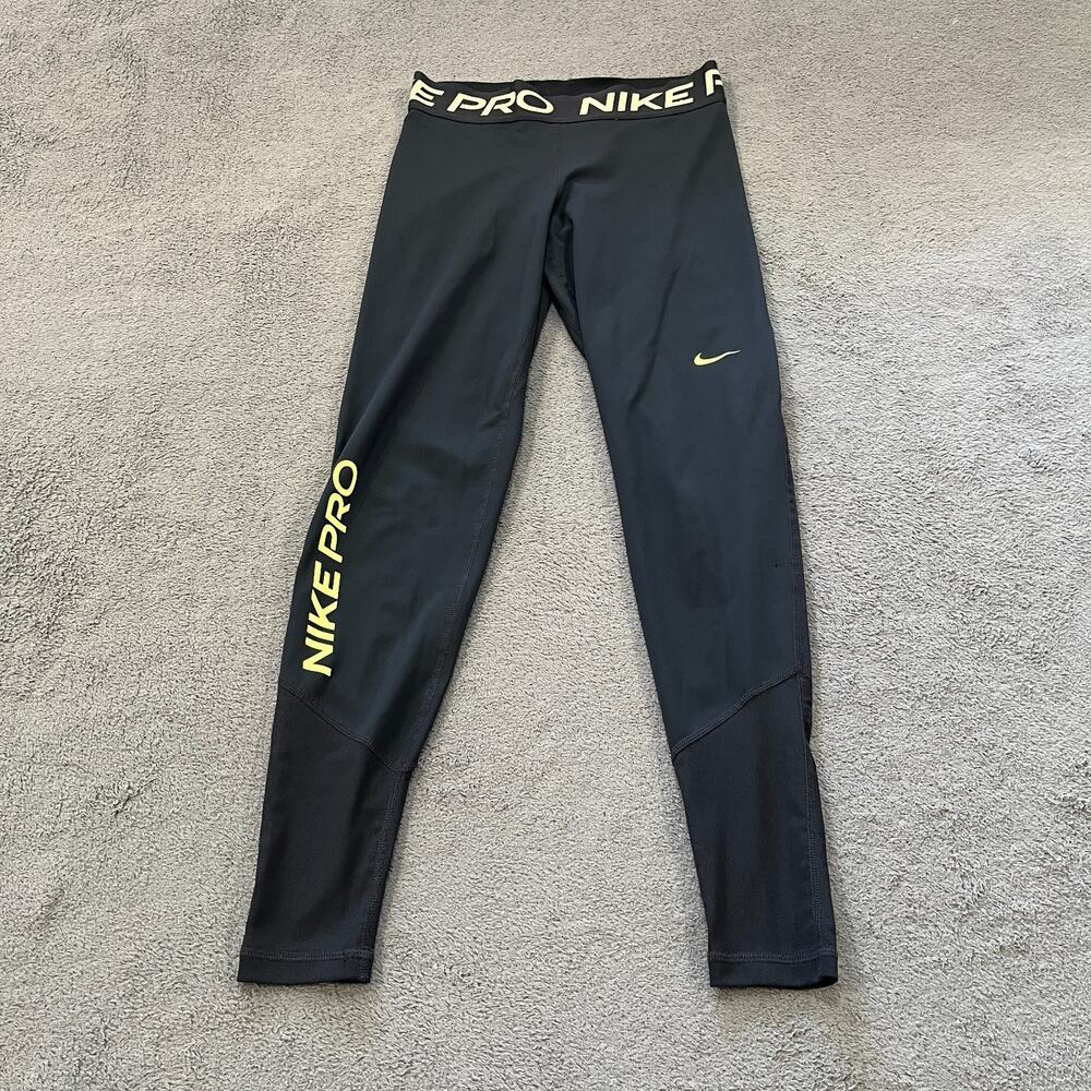 Nike Pro Black Athletic Workout Mid Rise Full Length Leggings Women's Size Small